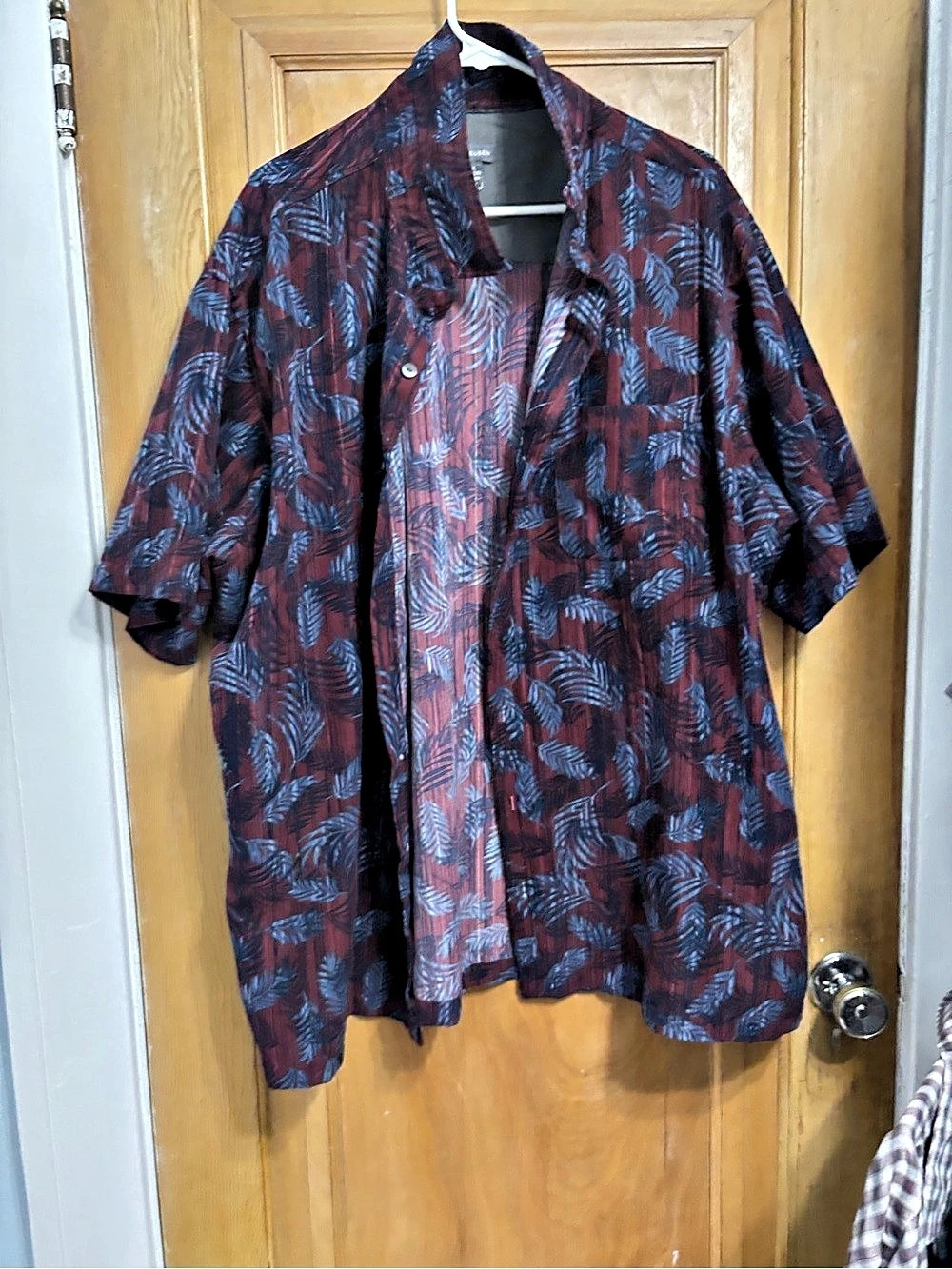 Men's Abstract Button Down Shirt in Red & Blue